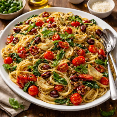 Hot variation of Cold Pasta with Vegetables
