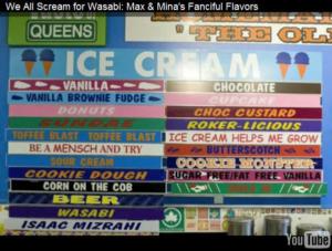 Ice cream flavor board with unique options.