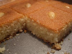A close up of some cake on the table