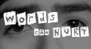 A person 's eyes with words written on them.