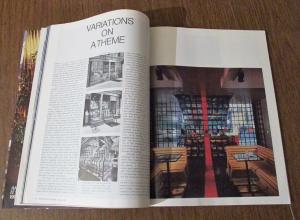 A book with pictures of people in the background.