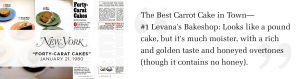 A newspaper article with the headline " the best carrot cake in town ".