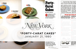 A collage of forty-carat cakes from new york magazine.