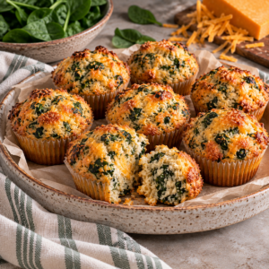 Spinach cheddar muffins.