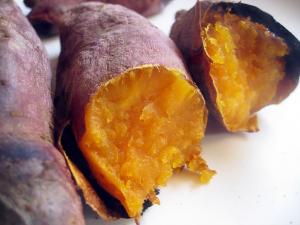 Roasted sweet potatoes with vibrant orange flesh