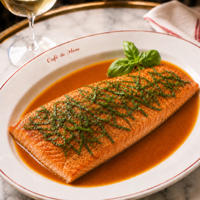 Baked Salmon tomato sauce