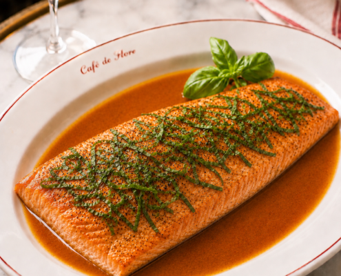Baked Salmon tomato sauce