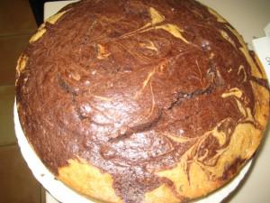 Marble cake with chocolate and vanilla swirl.