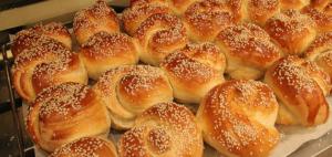 A close up of some rolls on the table
