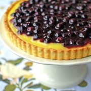 Lemon curd tart with blueberries