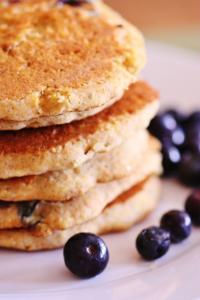Cornmeal Yogurt Blueberry Pancakes