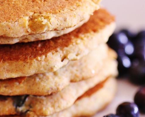 Cornmeal Yogurt Blueberry Pancakes