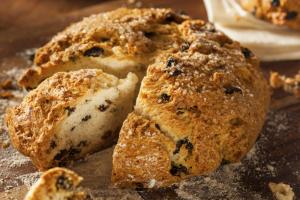 Cracked golden currant scone with coarse sugar