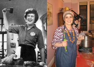 A woman in an old photo and then dressed up