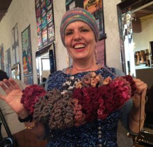 Me and my scrunchies: I made one for each kid and each counselor, and gave them out on end of camp party night - oodles of #DIY