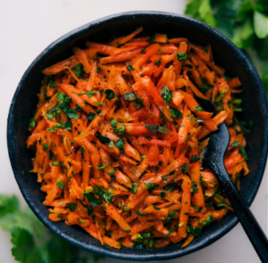 Carrot salad with garlic lemon dressing