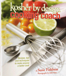 Susie Fishbein cooking demonstration in kitchen.