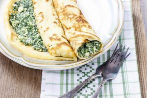 Crepes with spinach filling