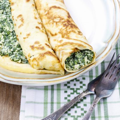 Crepes with spinach filling