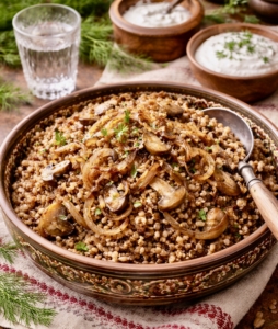 Kasha onions mushrooms