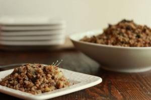 Kasha with Onions and Mushrooms Recipe. Quinoa Variation. Gluten-Free