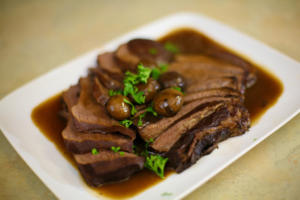Moroccan Sweet and Sour Beef Tongue with Swiss Chard Recipe
