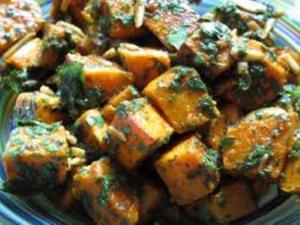 Savory spiced tofu cubes with herbs