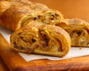 A close up of some bread on a table