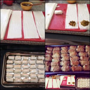 A collage of different pictures with food in it.