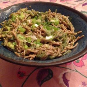 A bowl of food on the table