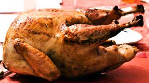 A close up of a turkey on the table