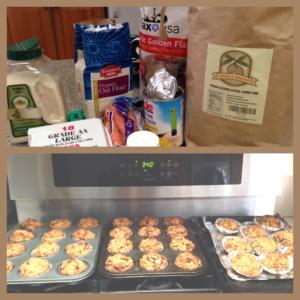 A collage of food and baking supplies.