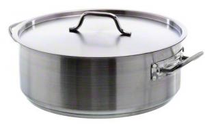 Brushed stainless steel lidded saute pan