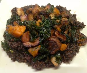 A plate of food with meat and vegetables.