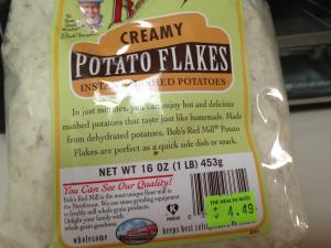 A package of potato flakes is shown.