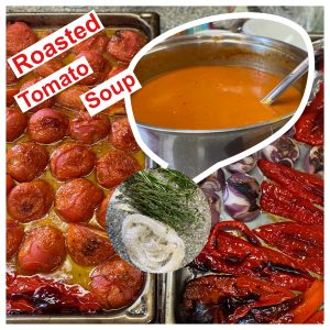 A bowl of soup and some crawfish on the table.