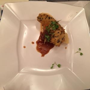 A white plate with some food on it