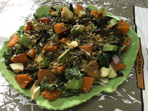Vegan Bacon Kale Salad with Miso Dressing Recipe - Levana Cooks