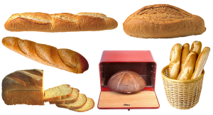 A bunch of different types of bread are in the box.