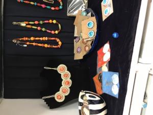 Colorful handmade beaded jewelry display