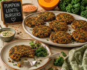 Pumpkin lentil burgers
