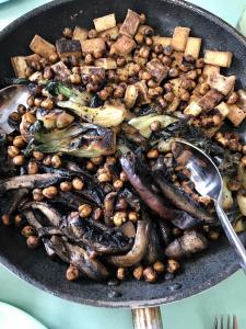 Tofu baby bokchoy portobello saute