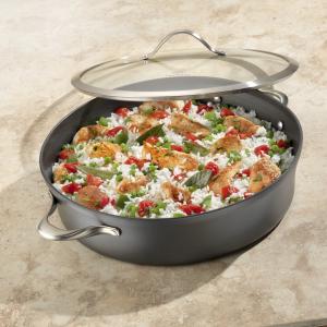 A pan with some food inside of it