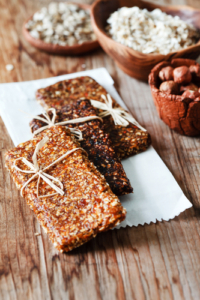 A close up of some granola bars on a table