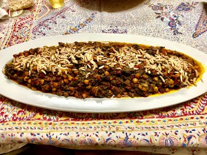 A plate of food on the table.