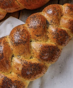 A close up of some bread on a table
