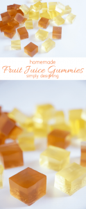 A close up of fruit juice gummies on a table