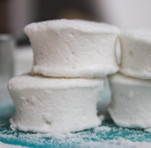 A close up of some marshmallows on top of each other