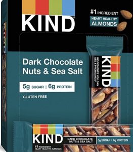 A box of kind dark chocolate nuts and sea salt.