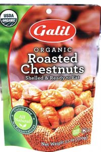 A bag of roasted chestnuts is shown.